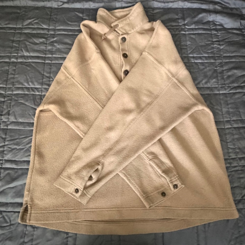 Vintage Nike ACG Fleece Pullover Mens Medium Tan Beige 1/4 Button Mock Neck M